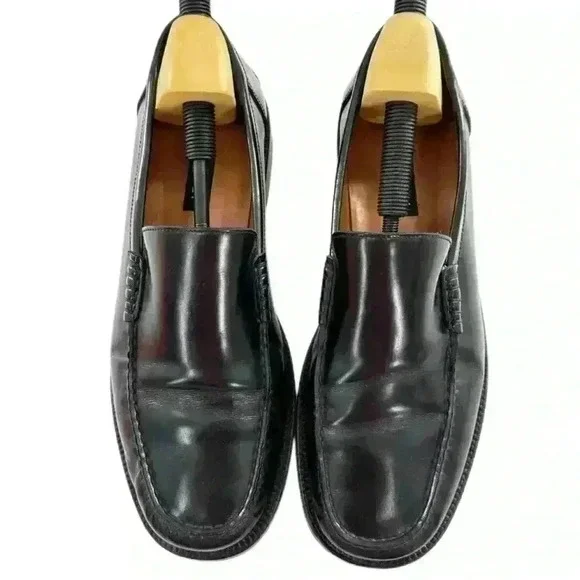 Bally raton mens dress shoes size 12 black Italian leather slip on loafers